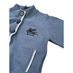 Etro Cardigan tinta unita con Ricami Blu per Neonato GV9510 BLU ETRO 