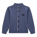 Etro Cardigan tinta unita con Logo Azzurro per Bambino GV9P10 AZZURRO ETRO 