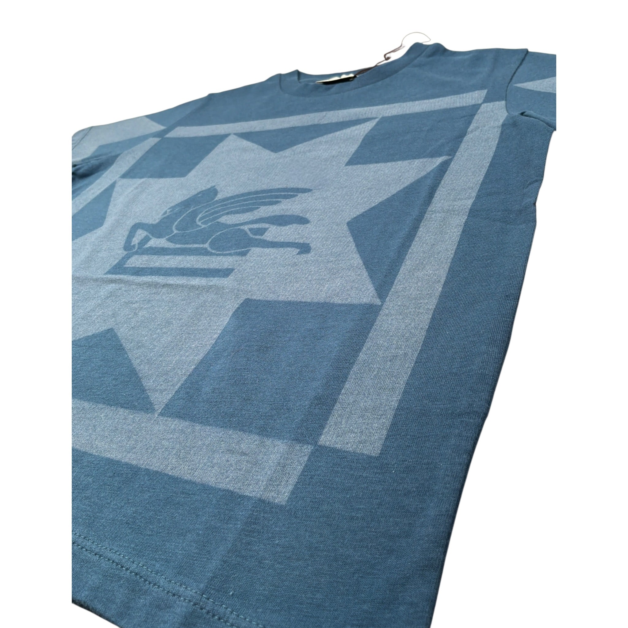 Etro T-Shirt Girocollo tinta unita con Stampa Blu per Bambino GW8P11 BLU ETRO 