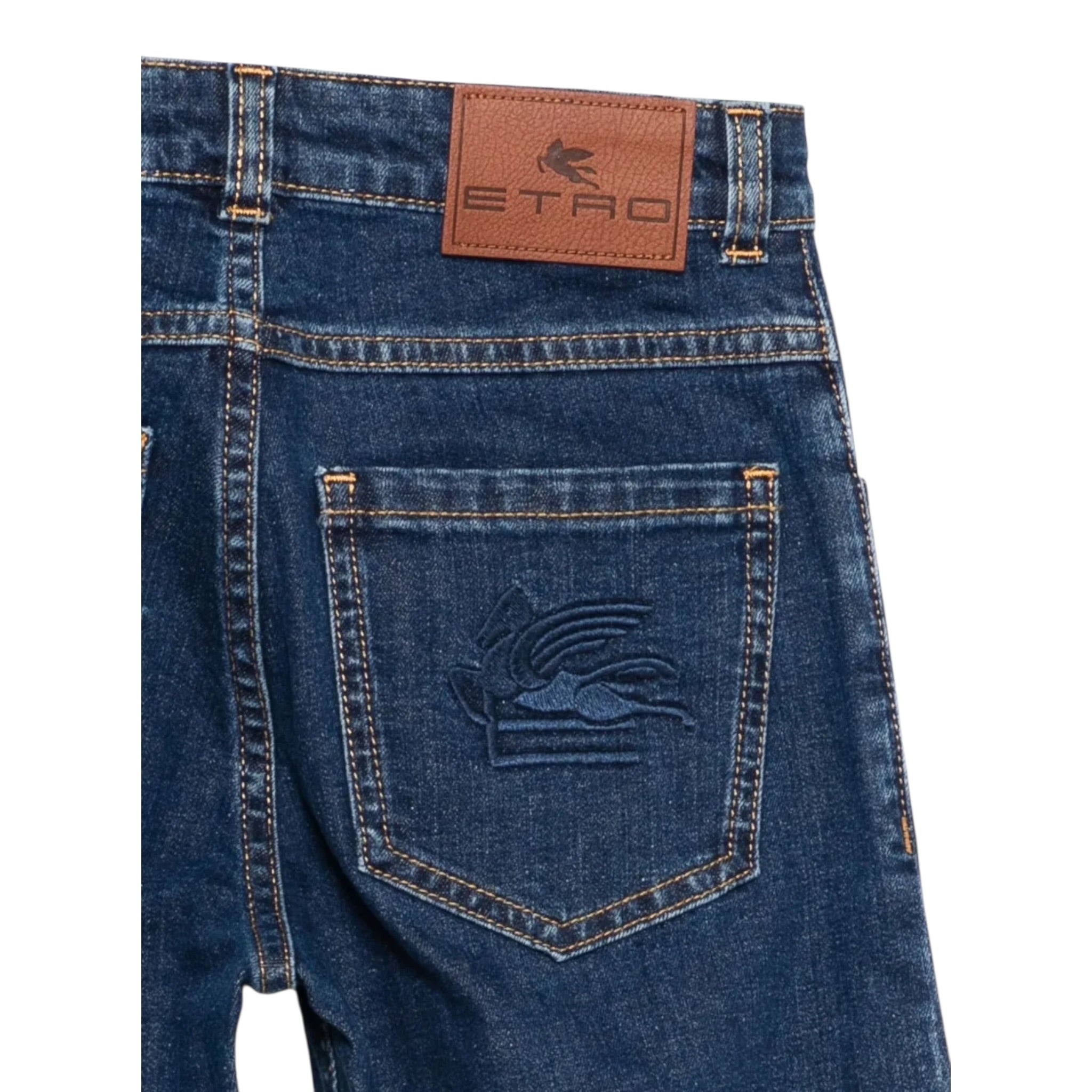 Etro Jeans tinta unita con Logo Blu per Bambino GX6P70D0101 BLU ETRO 