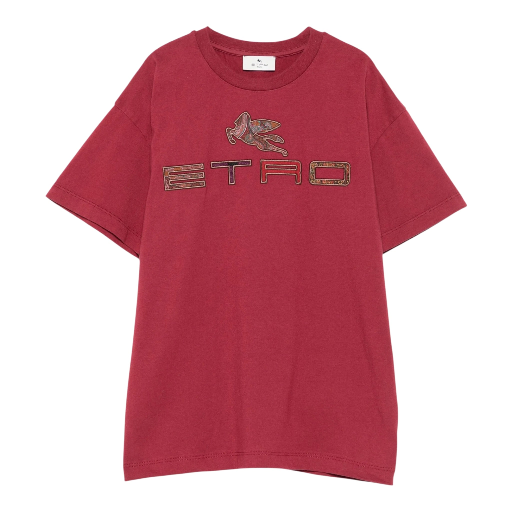 Etro T-Shirt Girocollo tinta unita con Stampa Bordeaux per Bambina GX8P21 BORDEAUX ETRO 