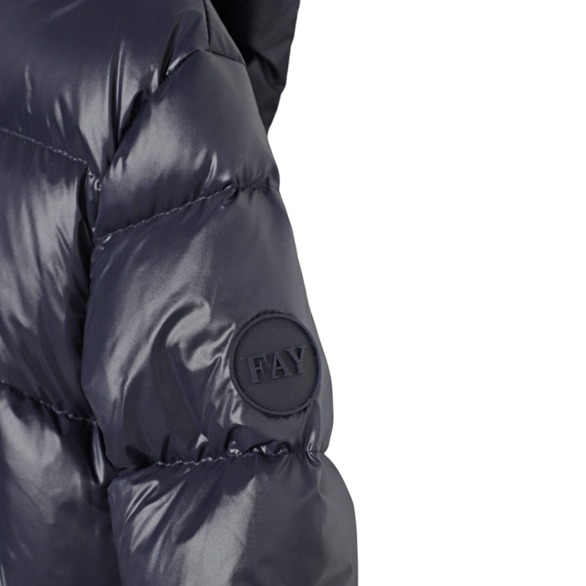 Fay Giubbino tinta unita con Zip E Cappuccio Blu per Bambino FX2P57 BLU FAY 