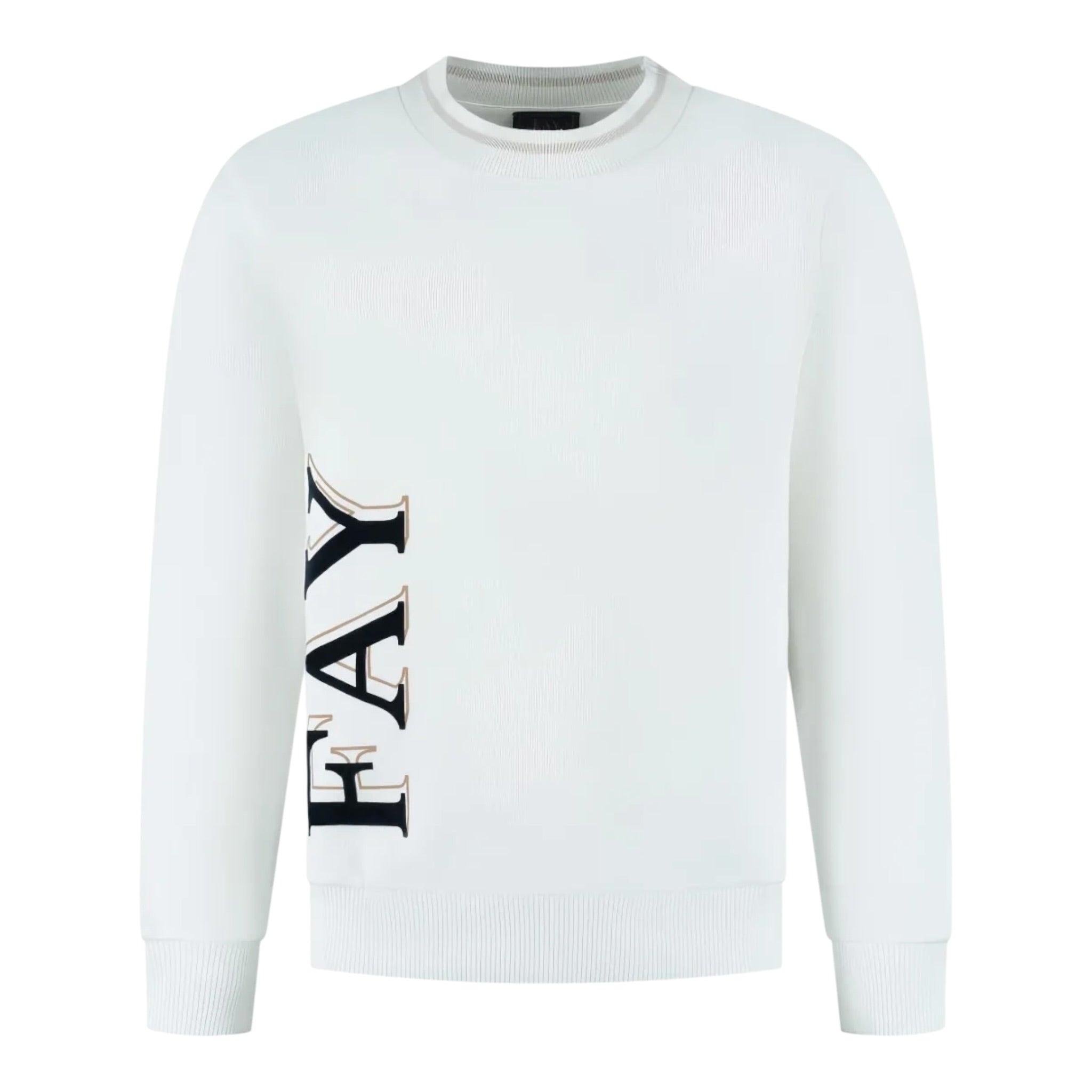 Fay Felpa Chiusa Girocollo tinta unita con Logo Panna per Bambino FX4P00X PANNA FAY 