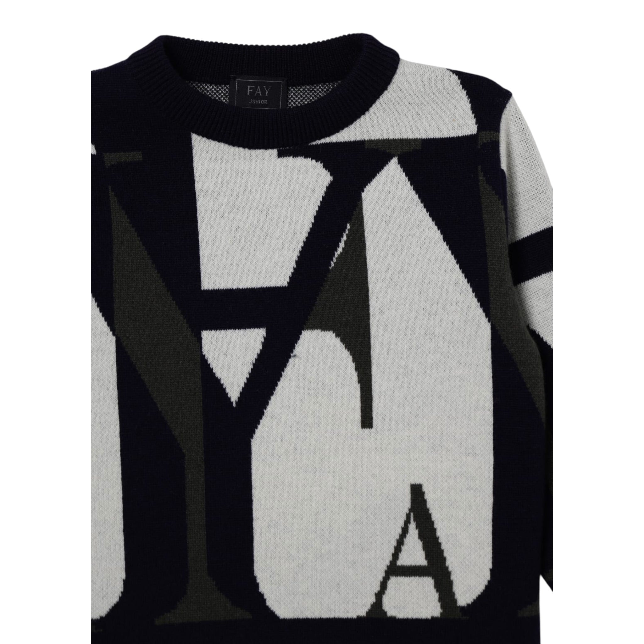 Fay Maglia Girocollo tinta unita con Logo Blu per Neonato FX9P50XN BLU FAY 
