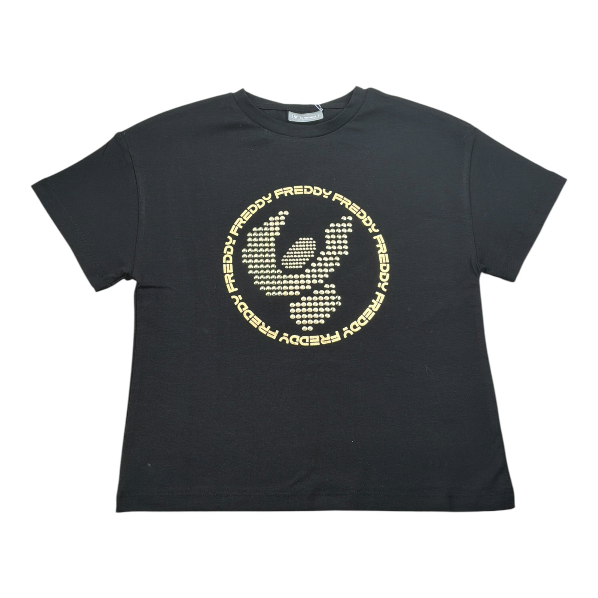Freddy T-Shirt tinta unita con Applicazioni Nero per Bambina FR2117 NERO FREDDY 