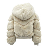 Fun & Fun Pelliccia tinta unita con Zip E Cappuccio Beige per Bambina FBJK02014 BEIGE FUN & FUN 