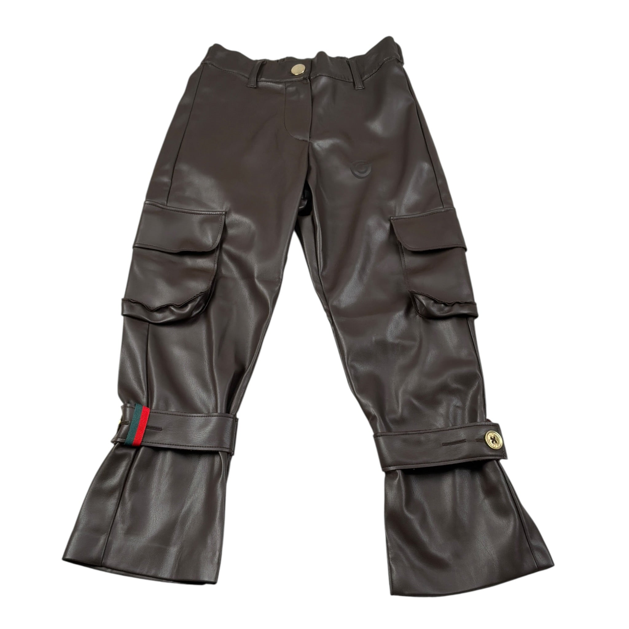 Gabriella Gucci Pantalone tinta unita con Elastico In Vita In Ecopelle Marrone per Bambina KG062 MARRONE GABRIELLA GUCCI 