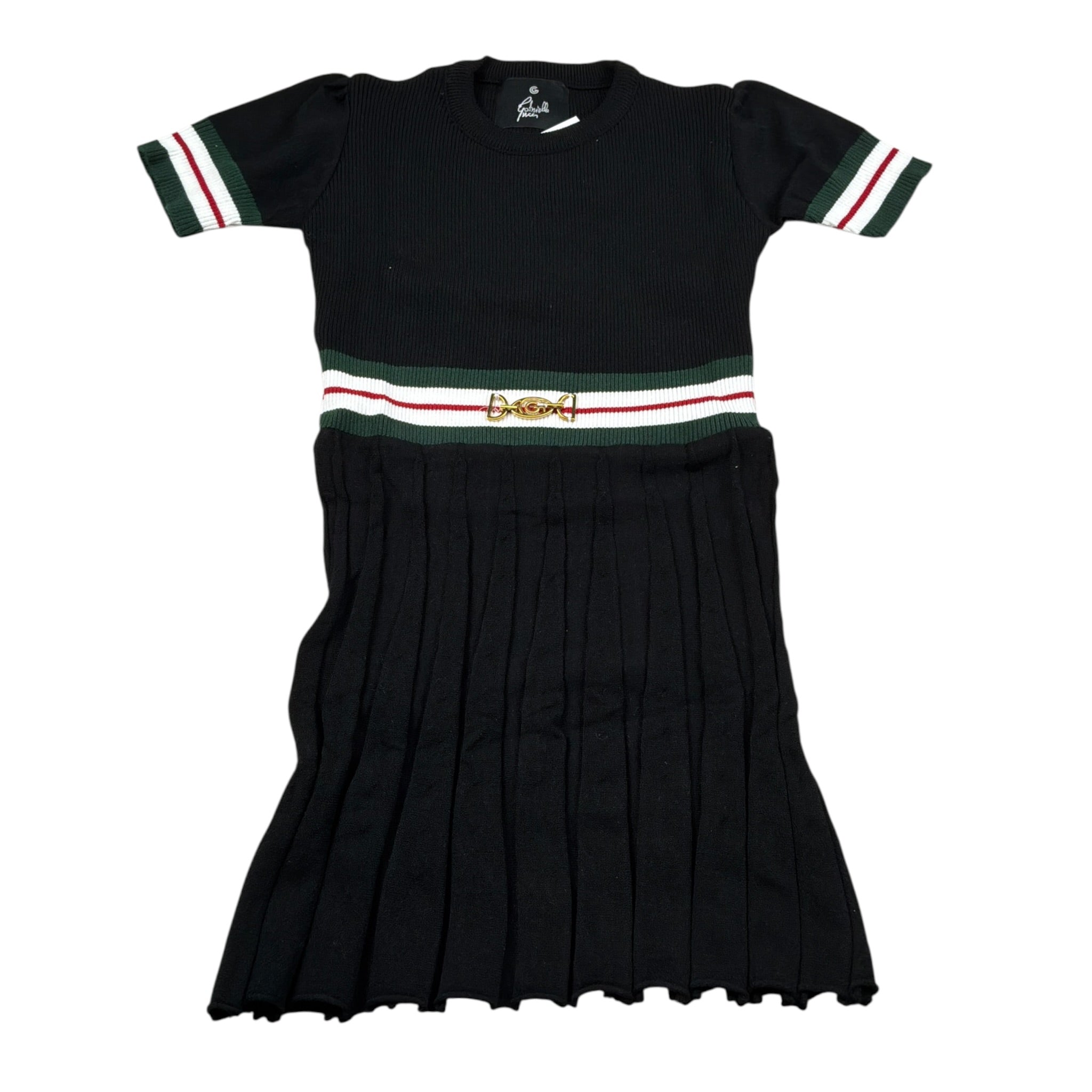 Gabriella Gucci Abito Mezza Manica tinta unita con Logo Nero per Bambina GK087 NERO  