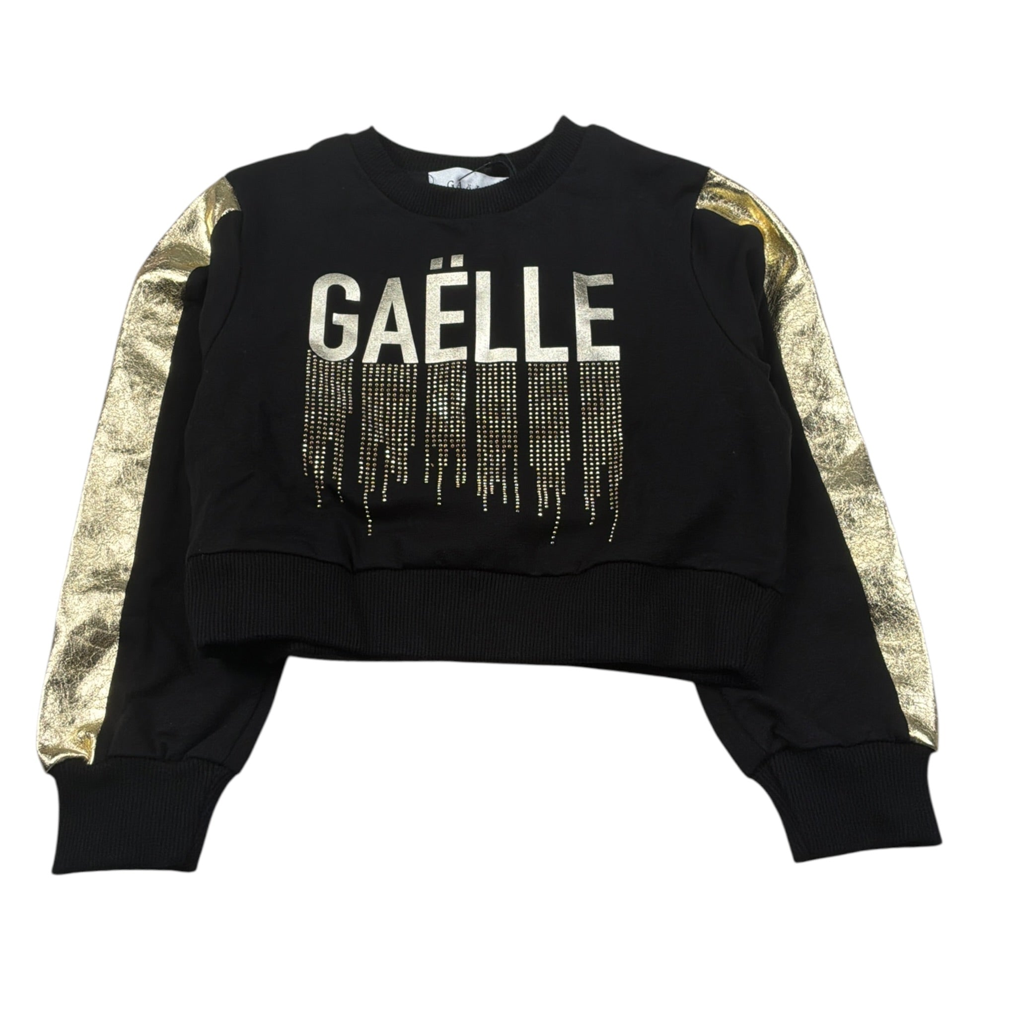 Gaelle Felpa Chiusa Girocollo tinta unita con Stampa Nero per Bambina 2741FY00631 NERO GAELLE 