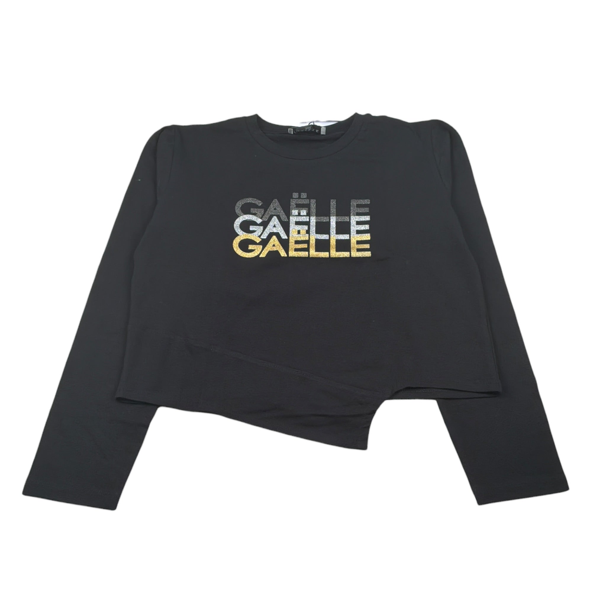 Gaelle Shirt Girocollo tinta unita con Stampe Nero per Bambina 2741M00610 NERO GAELLE 