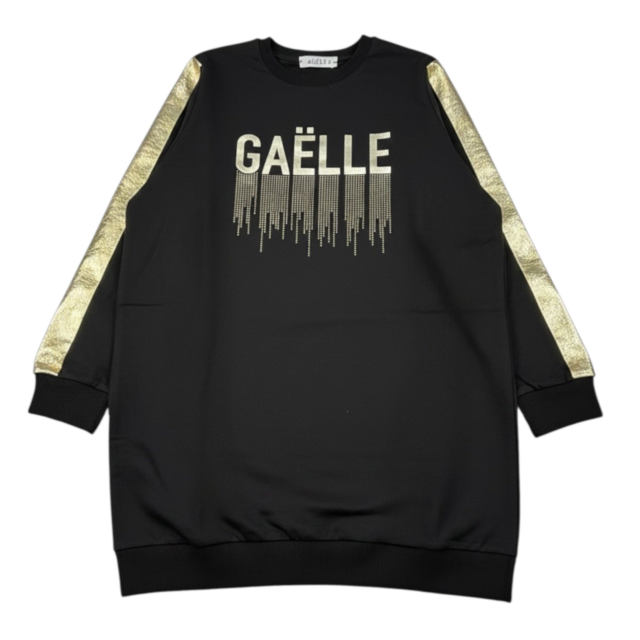 Gaelle Abito Girocollo tinta unita con Stampa Nero per Bambina 2741VF00632 NERO GAELLE 