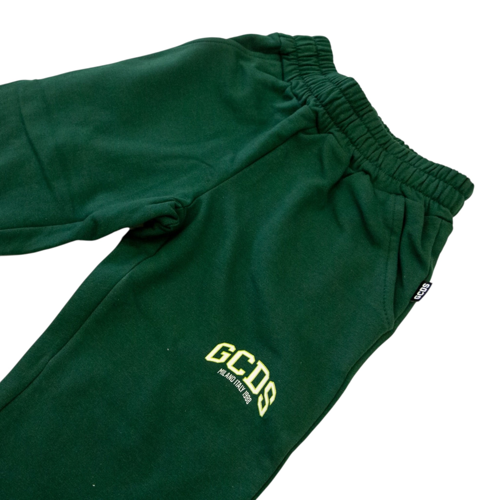 Gcds Pantalone Tuta tinta unita con Logo Verde per Bambino B2KM3016BA5 VERDE GCDS 