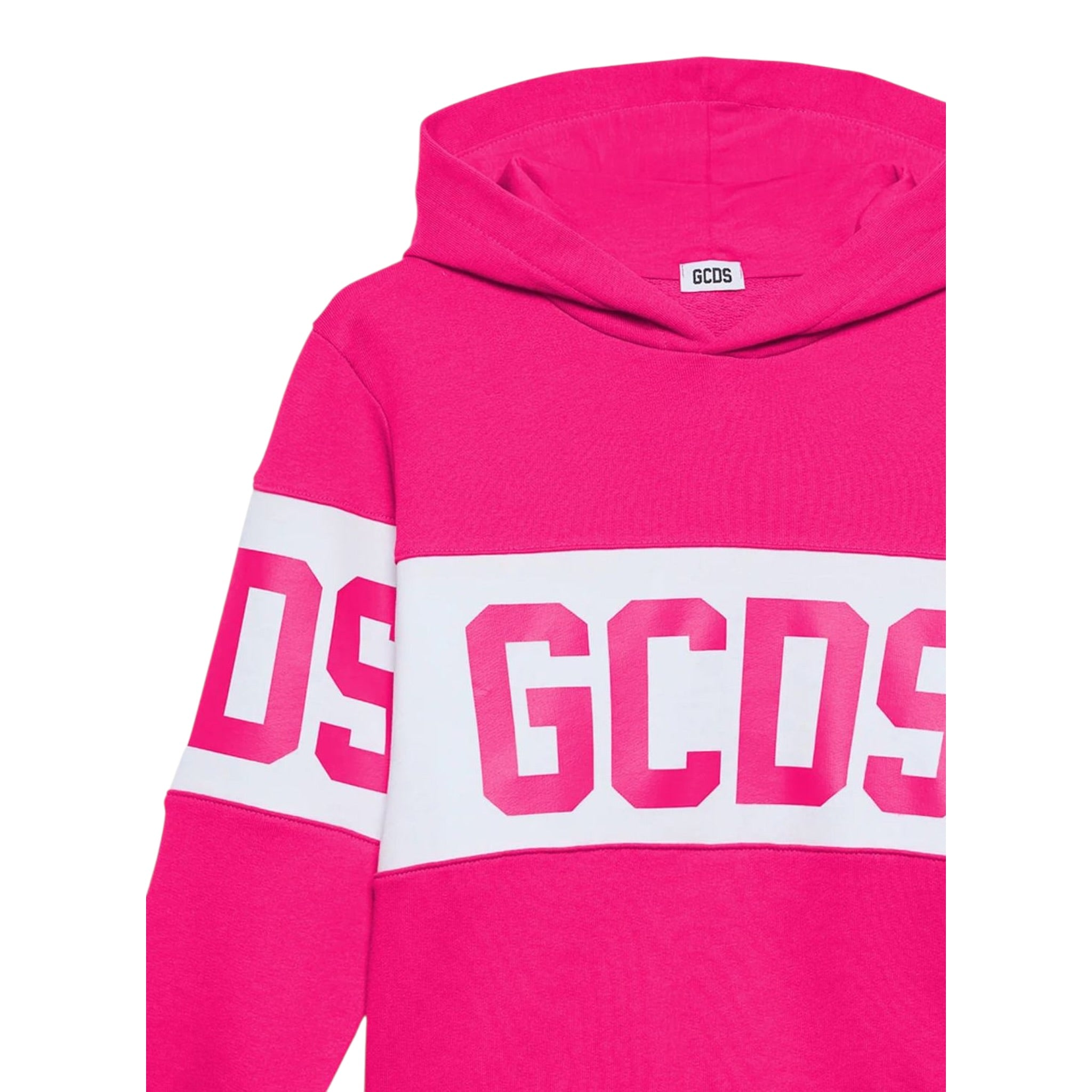 Gcds Felpa tinta unita con Cappuccio E Stampa Fuxia per Bambina B2KU1926BA2A FUXIA GCDS 