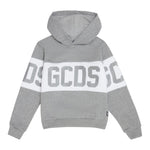 Gcds Felpa tinta unita con Cappuccio E Stampa Grigio per Bambino B2KU1926BA2X GRIGIO GCDS 