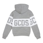 Gcds Felpa tinta unita con Cappuccio E Stampa Grigio per Bambino B2KU1926BA2X GRIGIO GCDS 