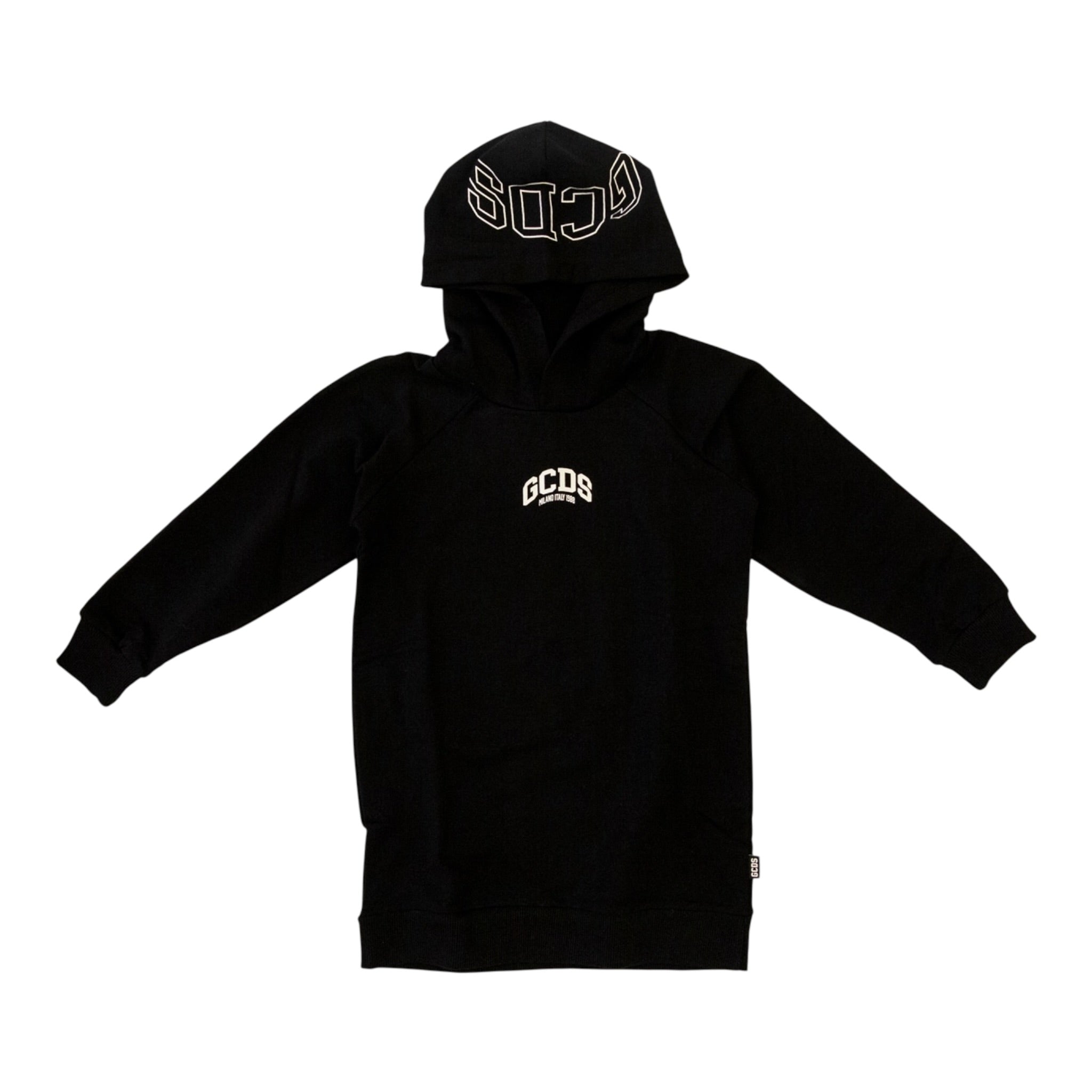 Gcds Abito Felpa Manica Lunga con Cappuccio tinta unita Nero per Bambina B2KW108BA5 NERO GCDS 