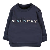 Givenchy Felpa Chiusa Girocollo tinta unita con Logo Blu per Neonato H30884 BLU GIVENCHY 