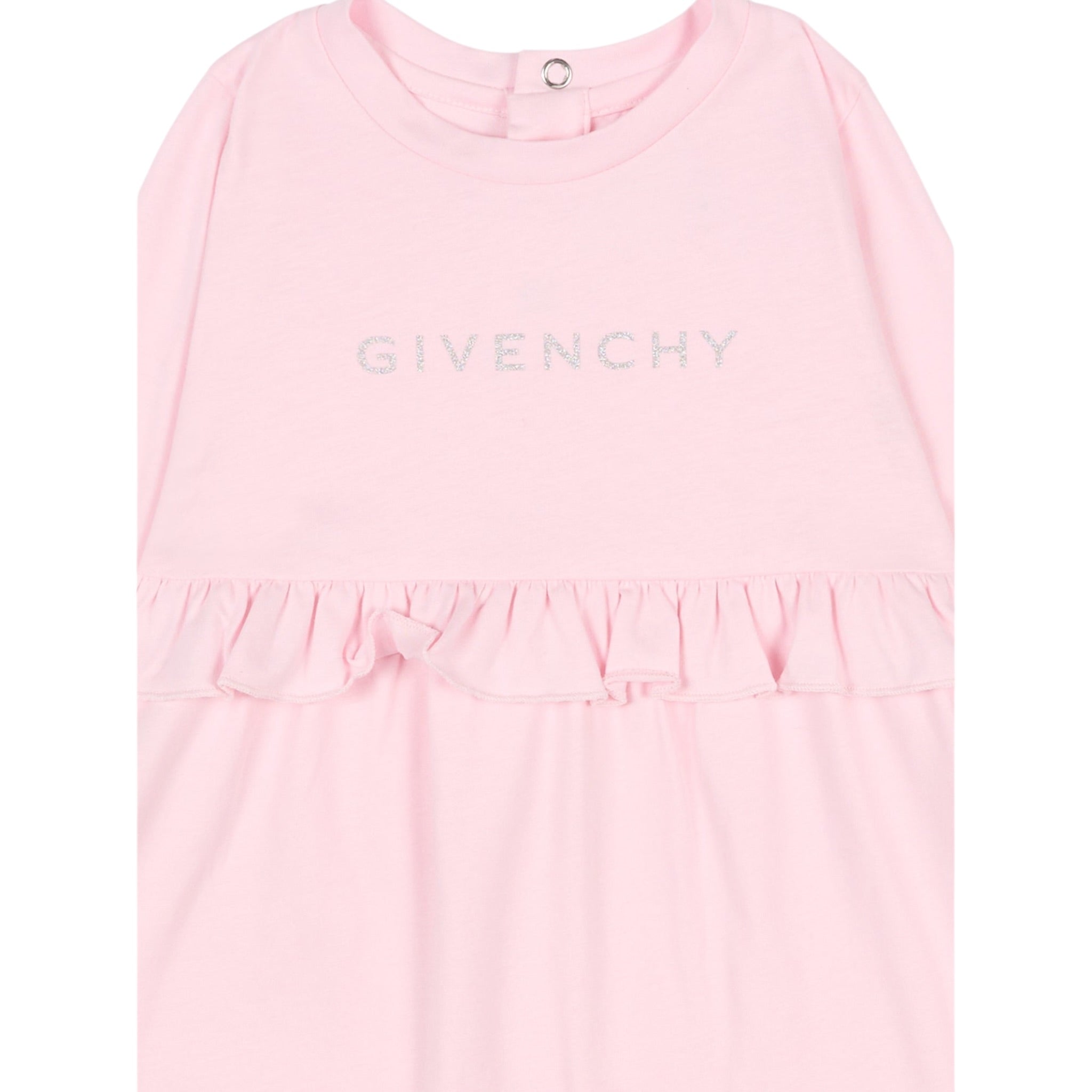 Givenchy Abito Manica Lunga tinta unita con Logo Rosa per Neonata H30899 ROSA GIVENCHY 