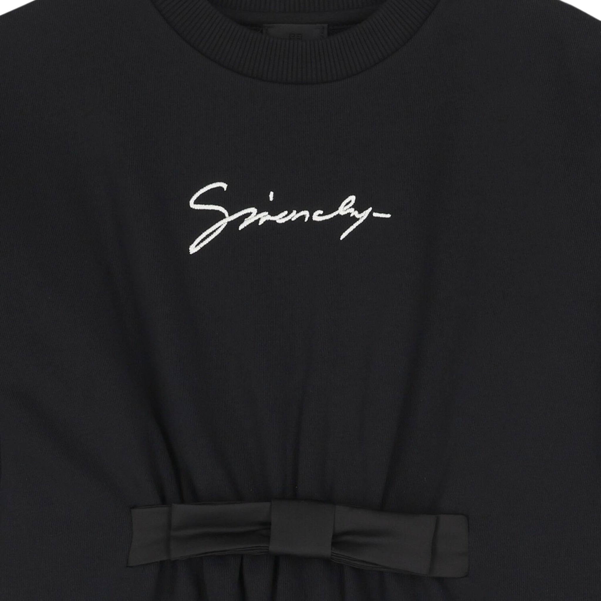 Givenchy Abito Manica Lunga tinta unita con Logo Nero per Bambina H30998 NERO GIVENCHY 