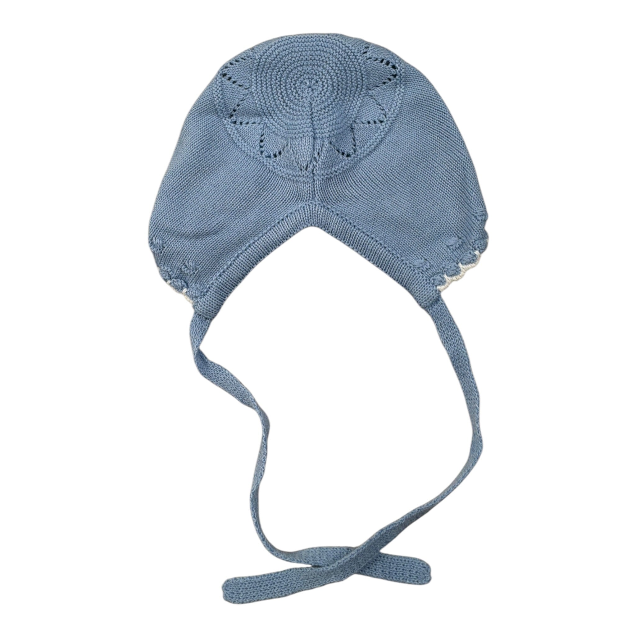 Granlei Cappello tinta unita con Ricami Azzurro per Neonata 2149 AZZURRO GRANLEI 