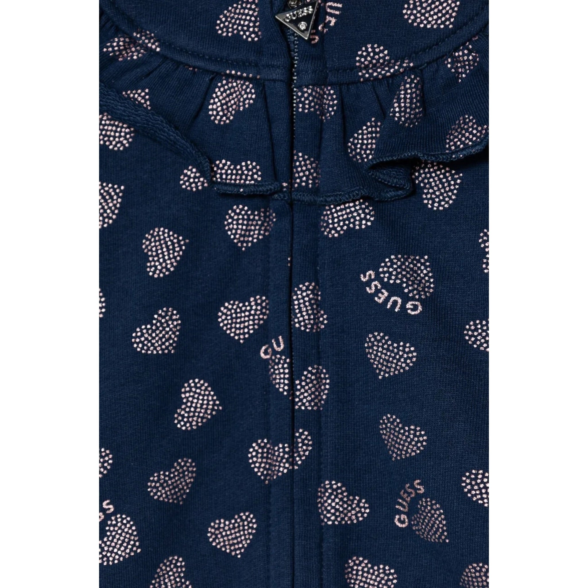 Guess Completo 2Pz Felpa con Zip-Pantalone tinta unita con Stampa Blu per Neonata A5BG08KAD74 BLU GUESS 