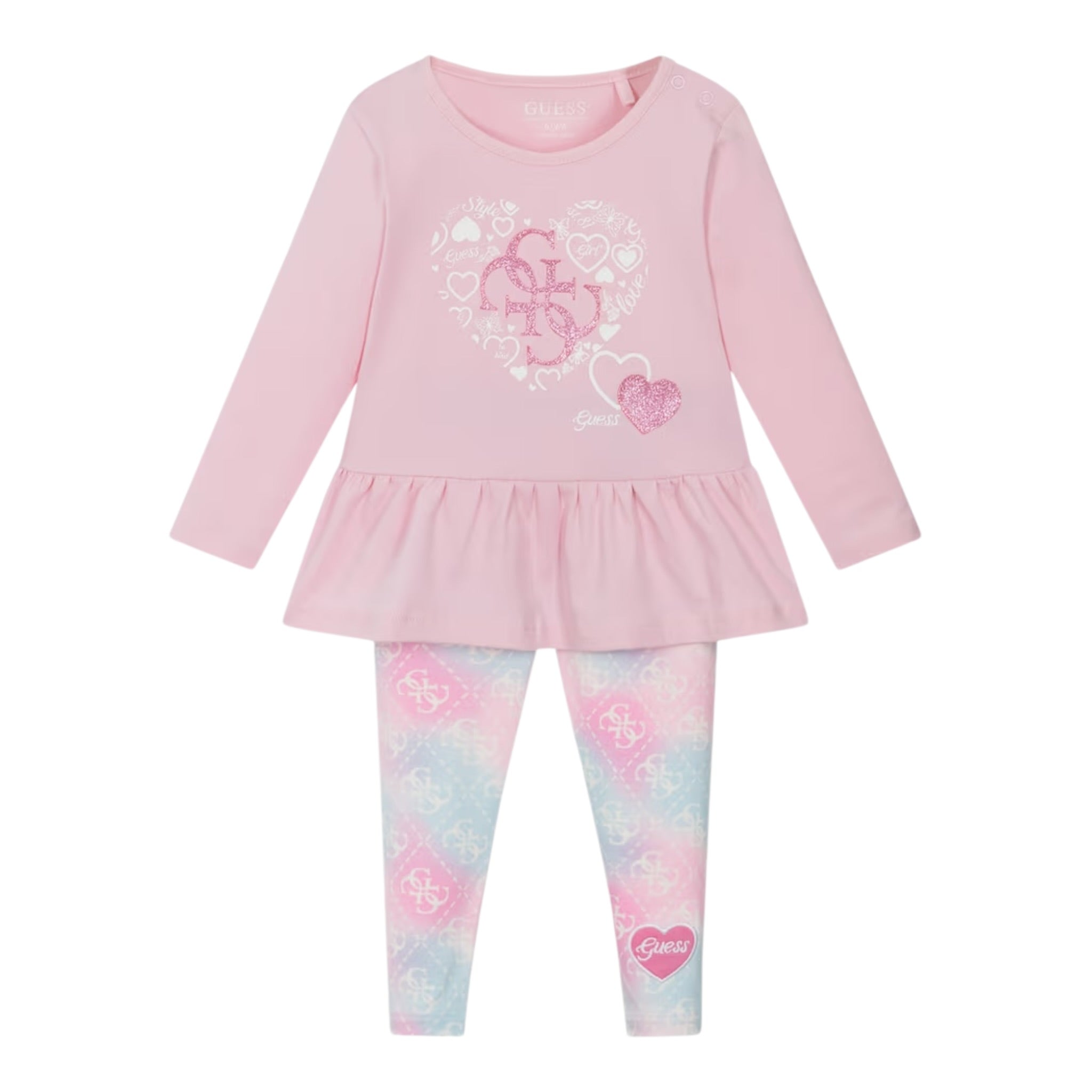 Guess Completo 2 Pezzi Shirt-Leggins Rosa per Neonata A5YG04K6YW4 ROSA GUESS 