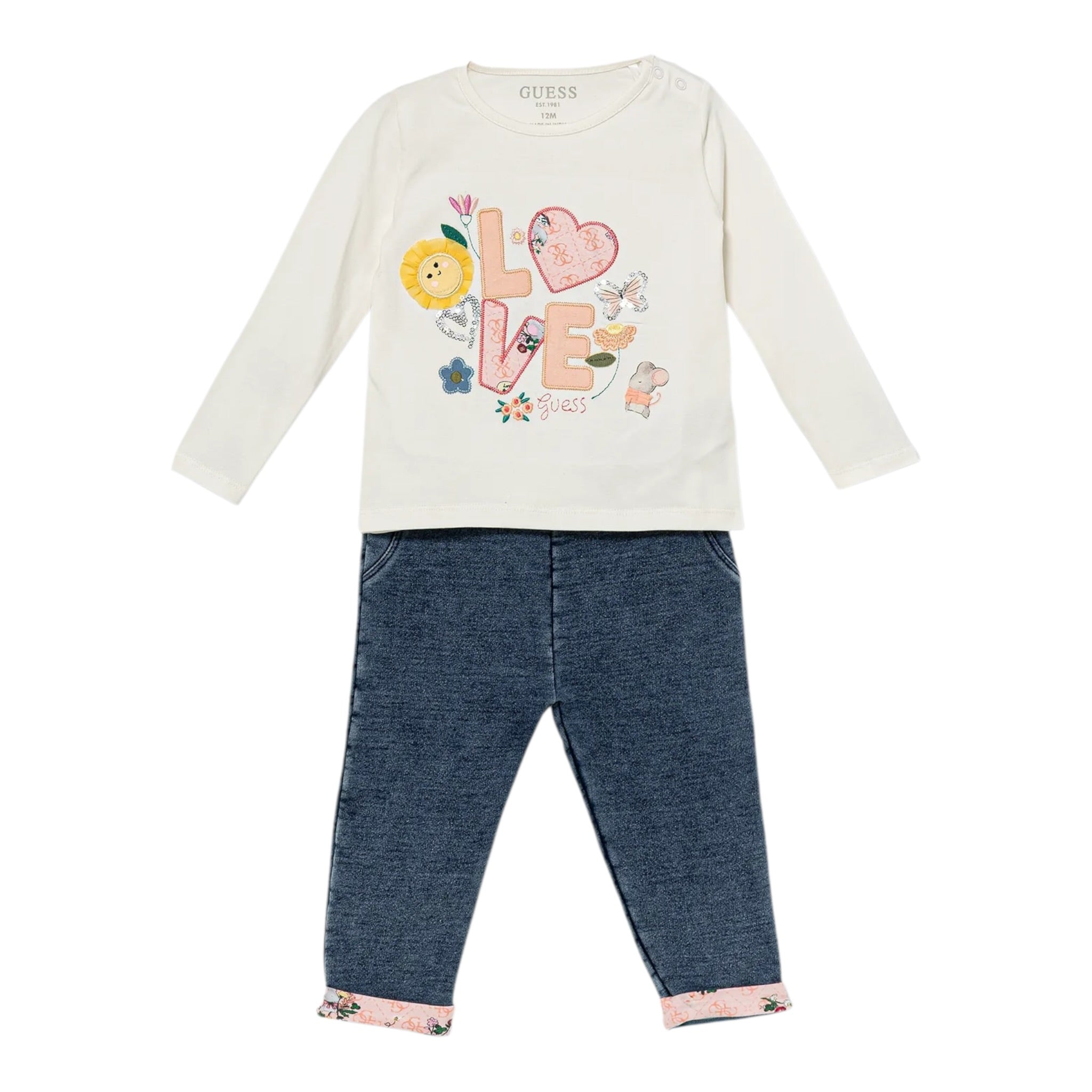 Guess Completo 2 Pezzi Shirt-Jeans Bianco/Blu per Neonata A5YG06K6YW4 BIANCO/BLU GUESS 
