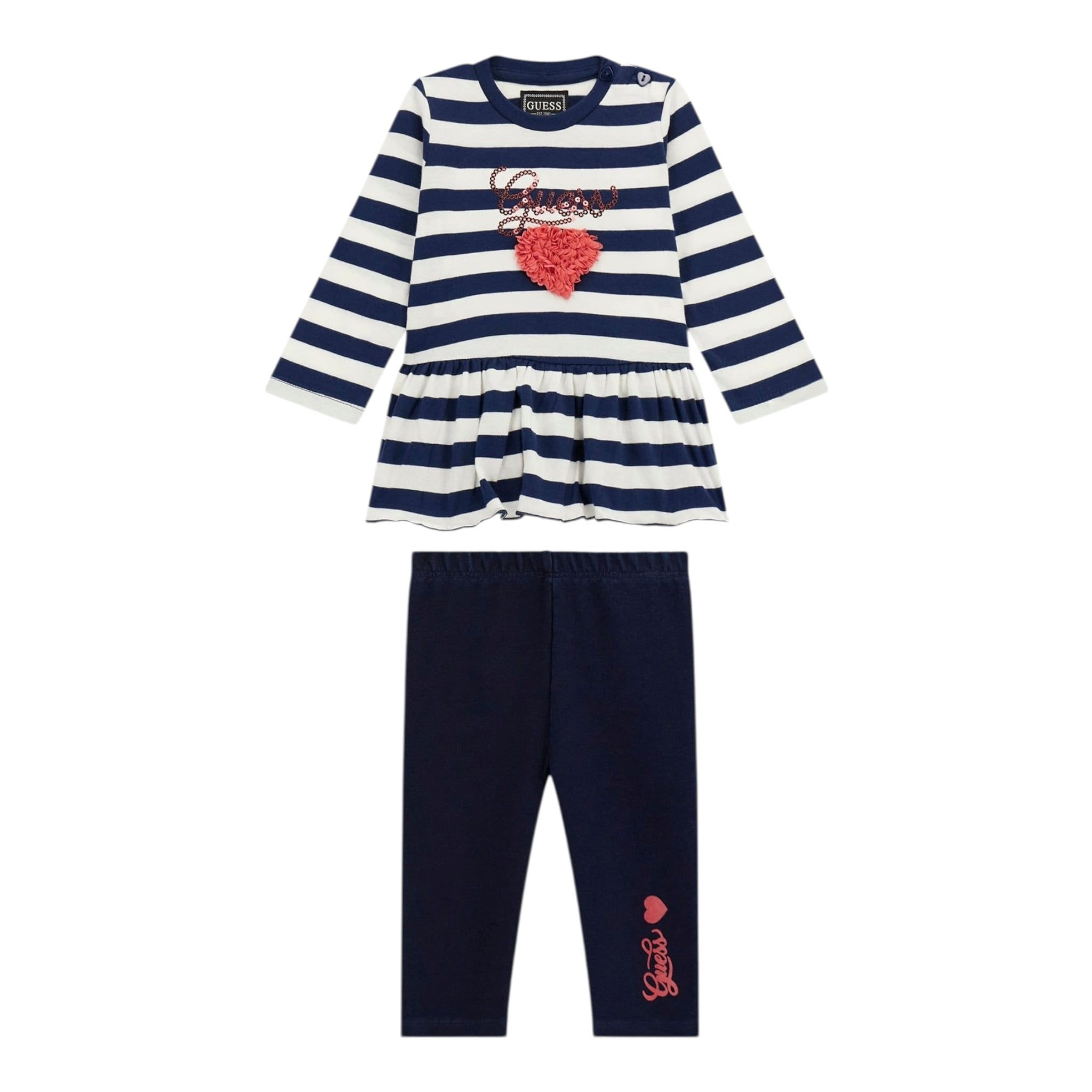 Guess Completo 2 Pezzi Shirt-Leggins Bicolore Bianco/Blu per Neonata A5YG08K9N34 BIANCO/BLU GUESS 