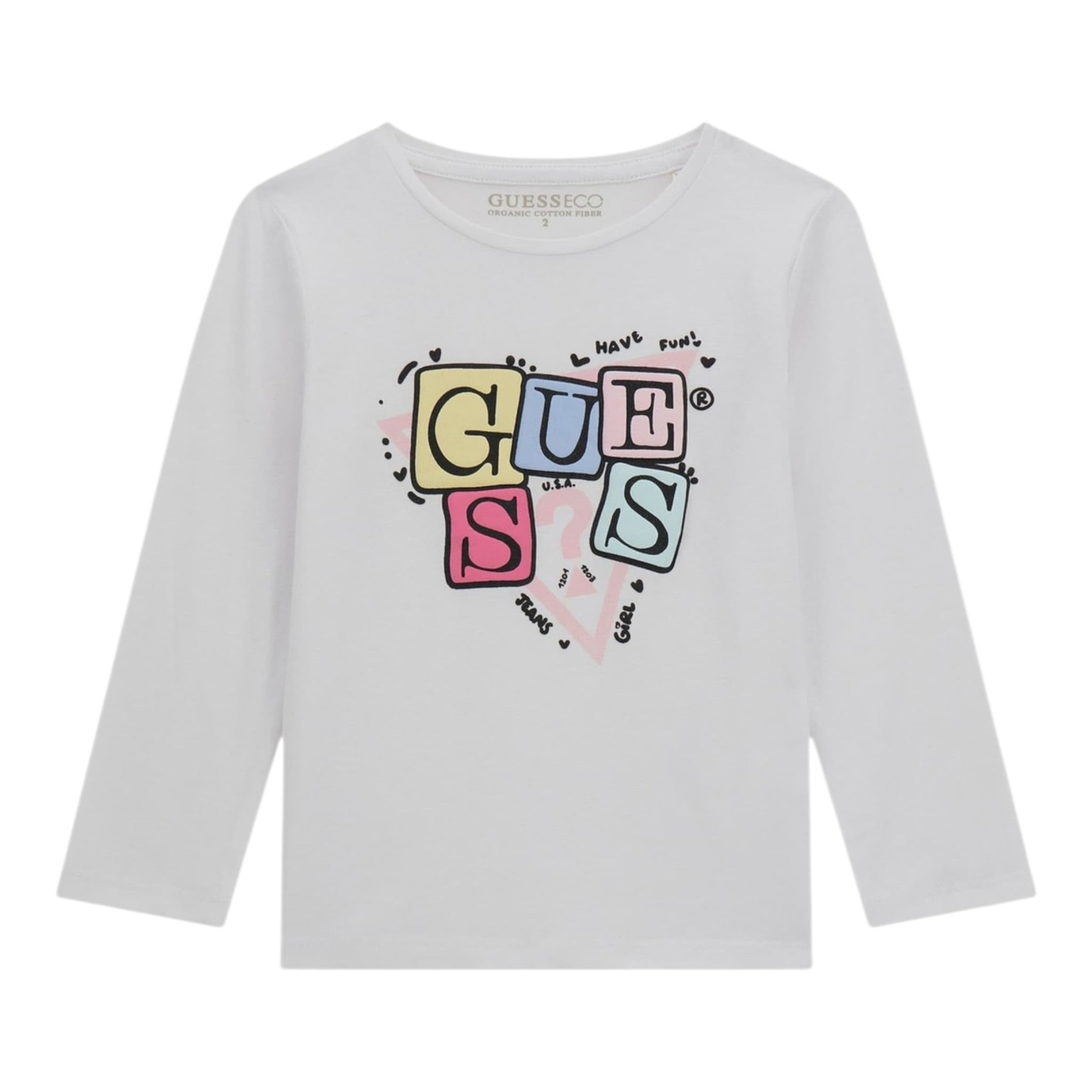 Guess Shirt Girocollo tinta unita con Stampe Bianco per Neonata A5YI00K6YW4X BIANCO GUESS 