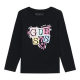Guess Shirt Girocollo tinta unita con Stampe Nero per Neonata A5YI00K6YW4X NERO GUESS 
