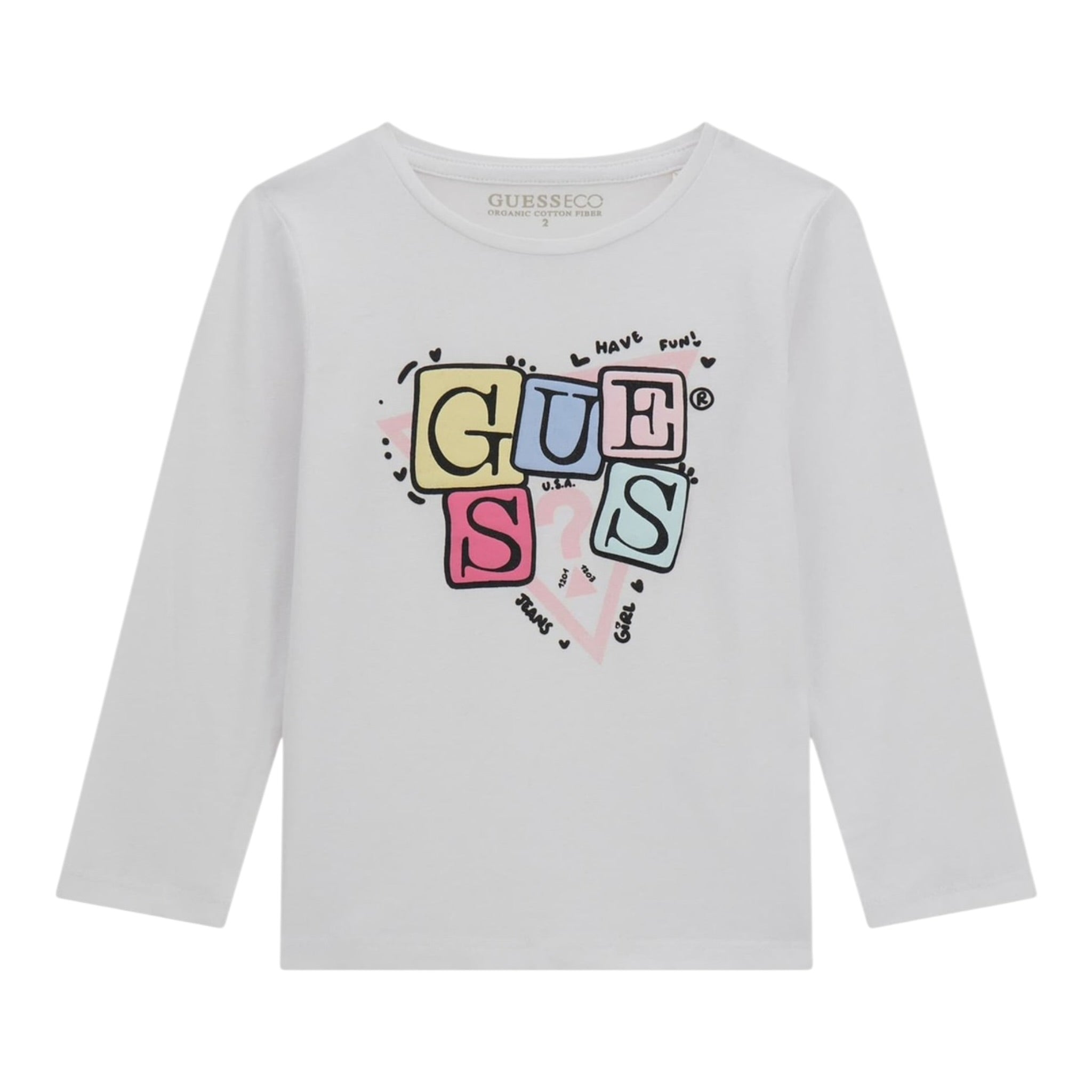Guess Shirt Girocollo tinta unita con Stampe Bianco per Neonata A5YI00K6YW4XX BIANCO GUESS 