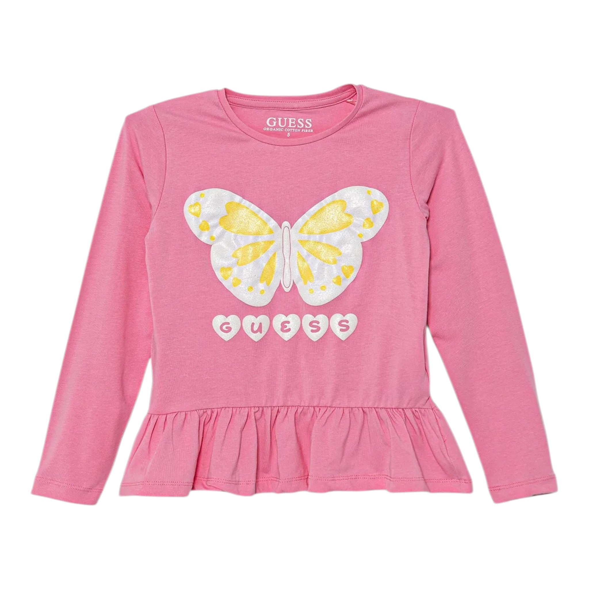 Guess Shirt Girocollo tinta unita con Stampe Rosa per Neonata A5YI01K6YW4 ROSA GUESS 