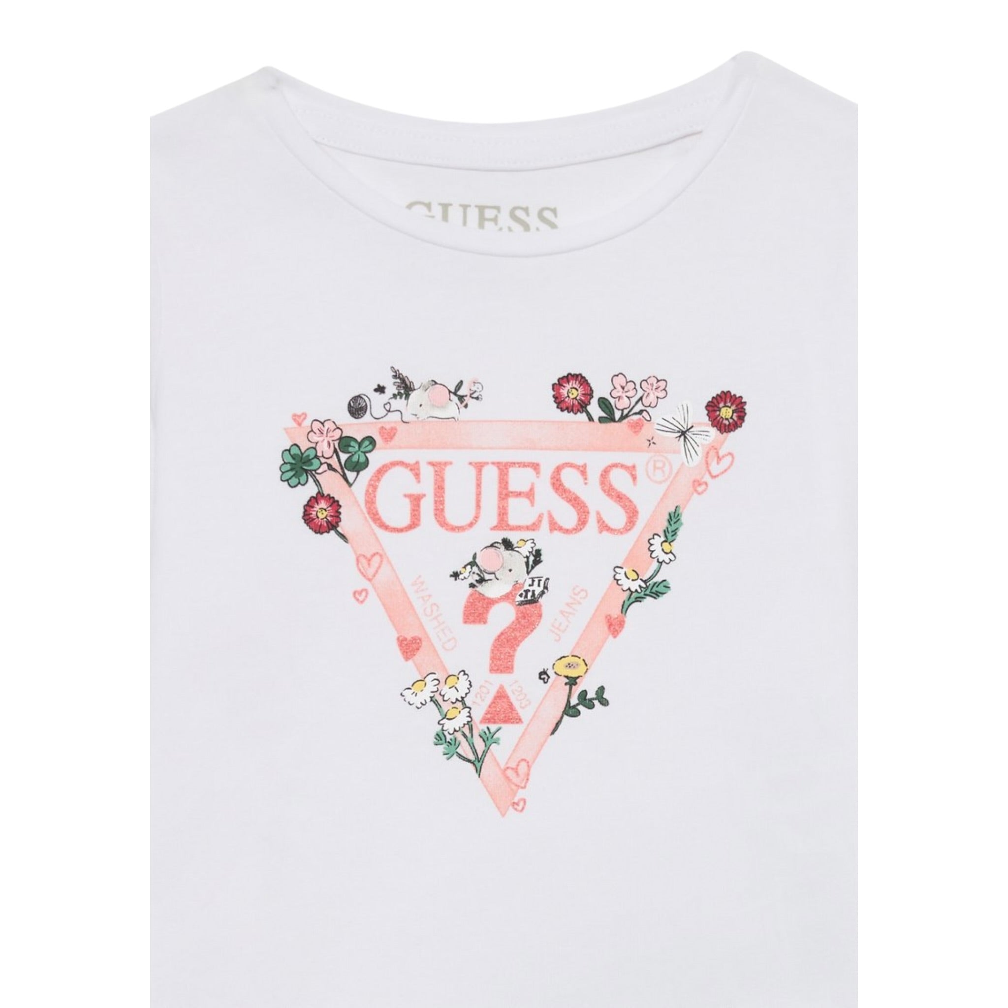 Guess Shirt tinta unita con Stampa Bianco per Neonata A5YI03K6YW4X BIANCO GUESS 