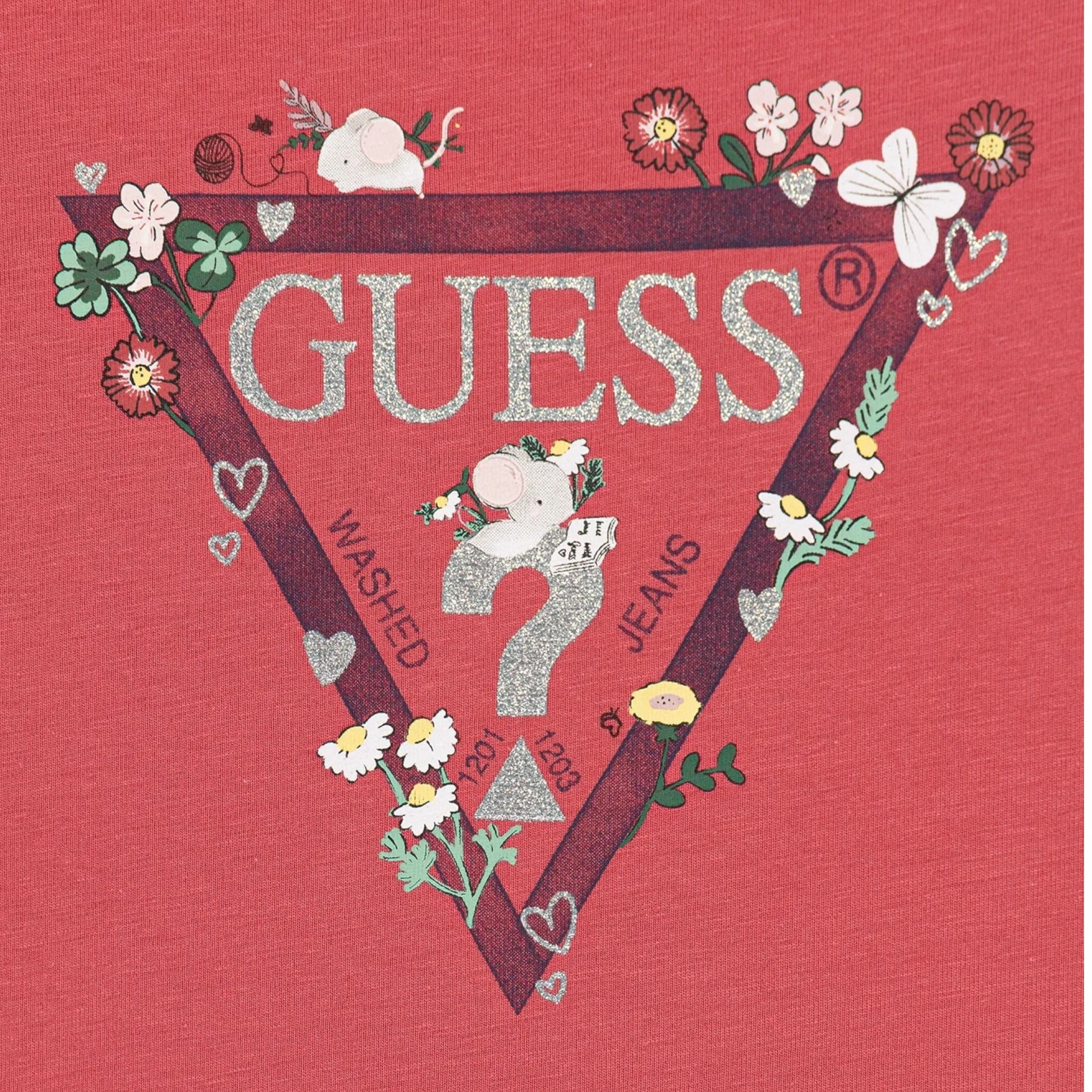 Guess Shirt tinta unita con Stampa Fragola per Bambina A5YI03K6YW4XJ FRAGOLA GUESS 