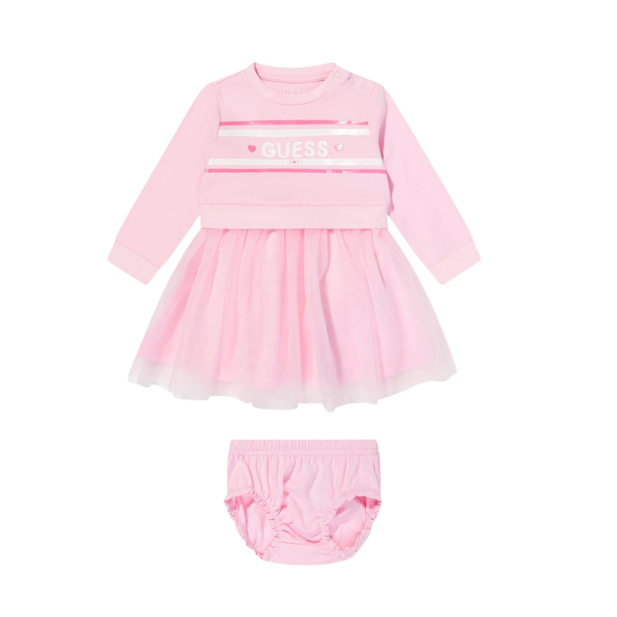 Guess Abito Manica Lunga tinta unita con Culotte Rosa per Neonata A5YK00KB8R0 ROSA GUESS 