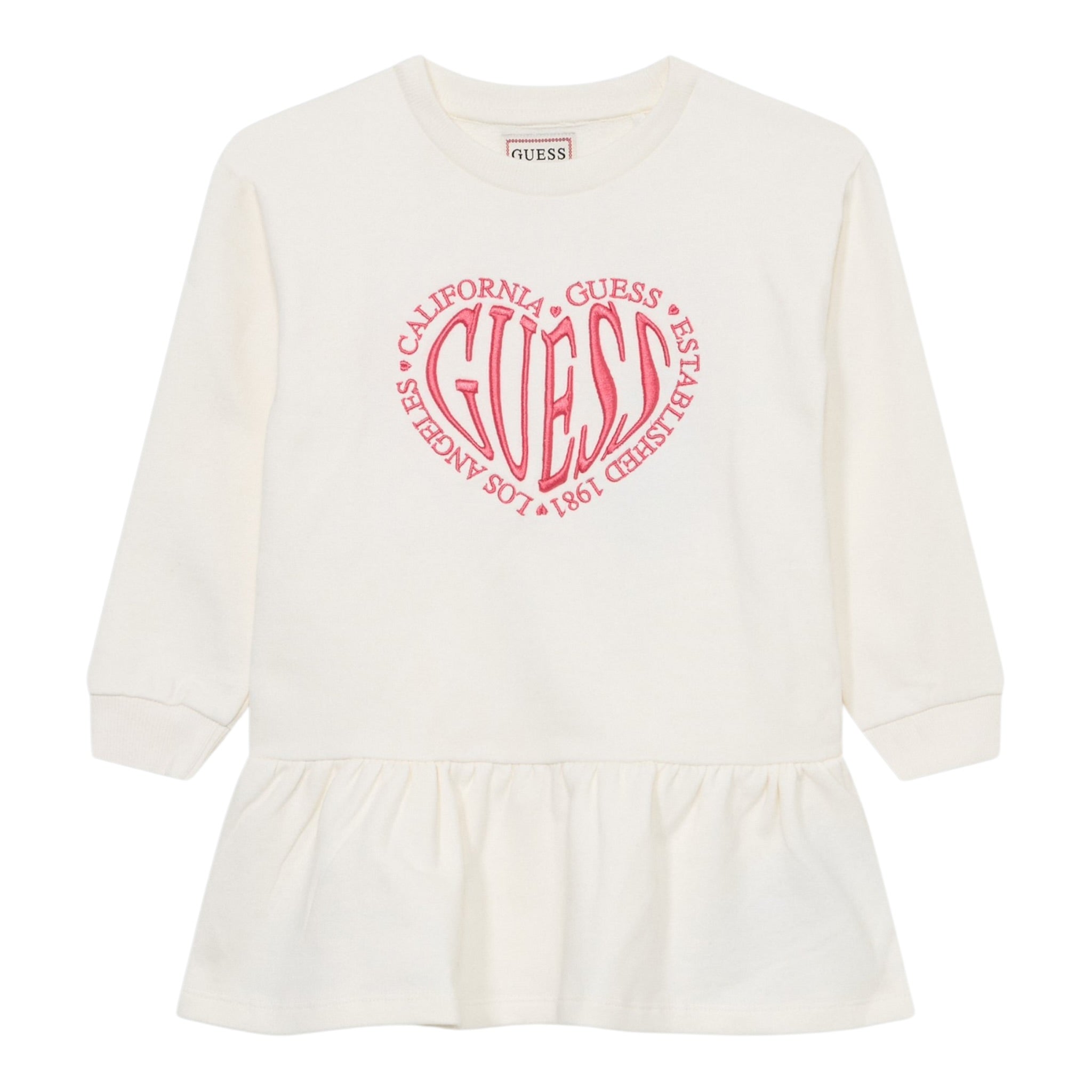 Guess Abito Manica Lunga tinta unita con Ricami Panna per Neonata A5YK06KAD74 PANNA GUESS 