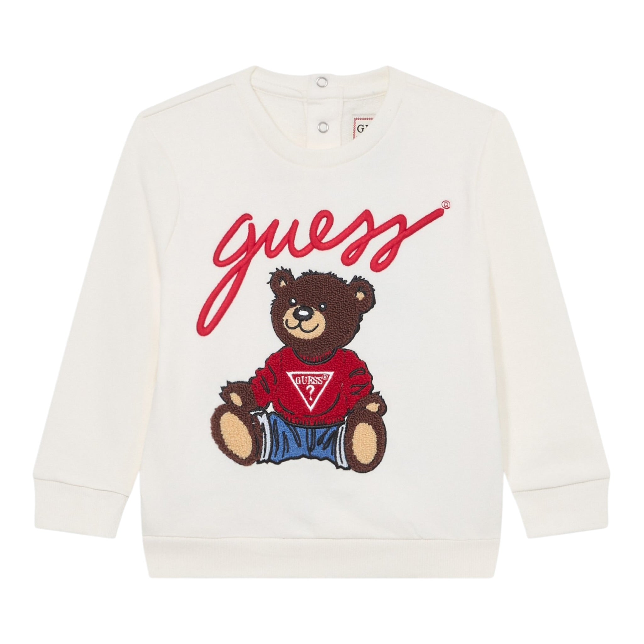 Guess Felpa Chiusa Girocollo tinta unita Bianco per Neonata H5YT00KAX74X BIANCO GUESS 
