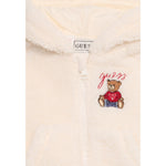 Guess Giubbino In Teddy tinta unita con Cappuccio E Zip Panna per Neonato HSBT01WGSO0 PANNA GUESS 