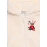 Guess Giubbino In Teddy tinta unita con Cappuccio E Zip Panna per Neonato HSBT01WGSO0 PANNA GUESS 
