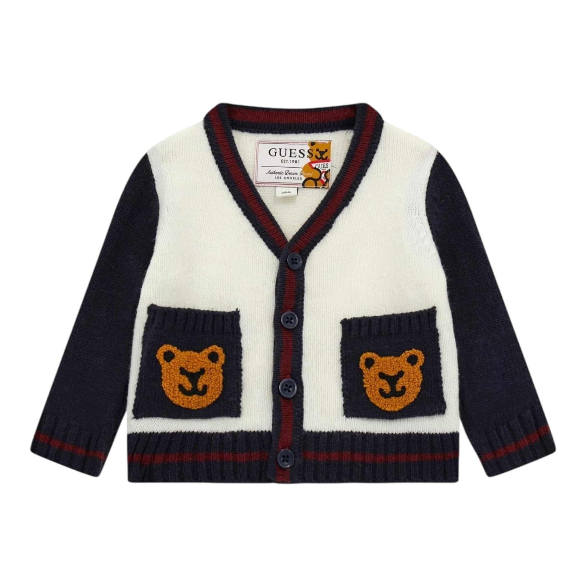 Guess Cardigan tinta unita con Maniche In Contrasto Panna per Neonato I4BR01Z32N0 PANNA GUESS 
