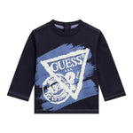Guess Shirt tinta unita con Logo Blu per Neonato I5BI02I3Z14 BLU GUESS 