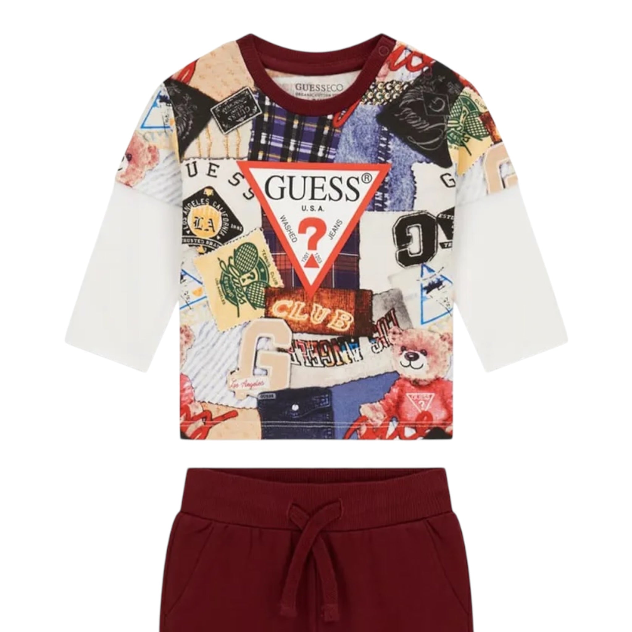 Guess Completo 2Pz Shirt-Pantalone Bordeaux per Neonato I5YG00K8HM4 BORDEAUX GUESS 