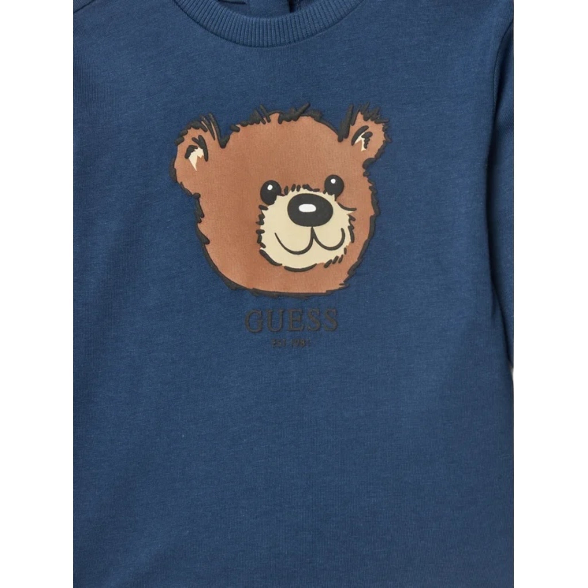 Guess Shirt tinta unita Girocollo con Stampa Blu per Neonato I5YI02K8HM4X BLU GUESS 