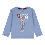 Guess Shirt tinta unita Girocollo con Stampa Azzurro per Neonato I5YI04K8HM4 AZZURRO GUESS 