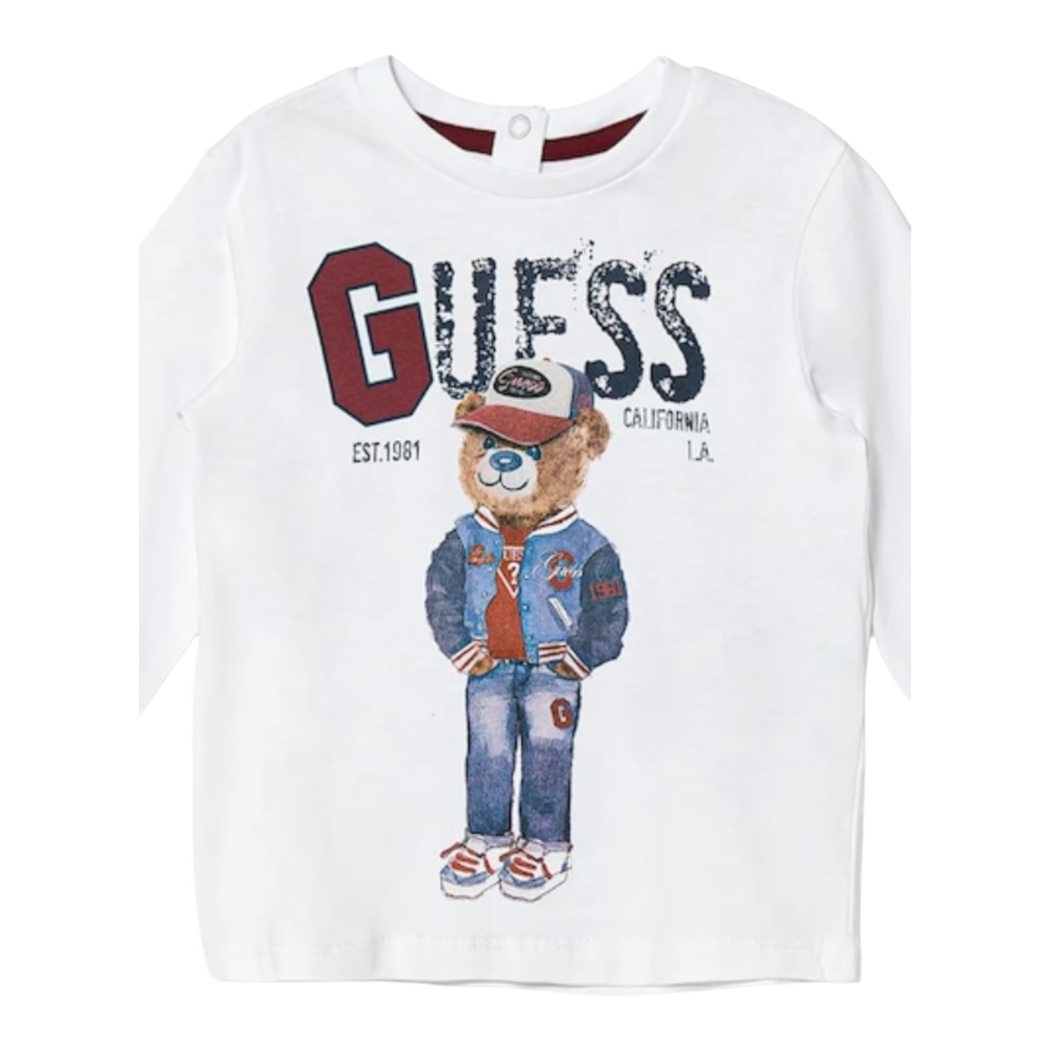Guess Shirt tinta unita Girocollo con Stampa Bianco per Neonato I5YI04K8HM4 BIANCO GUESS 