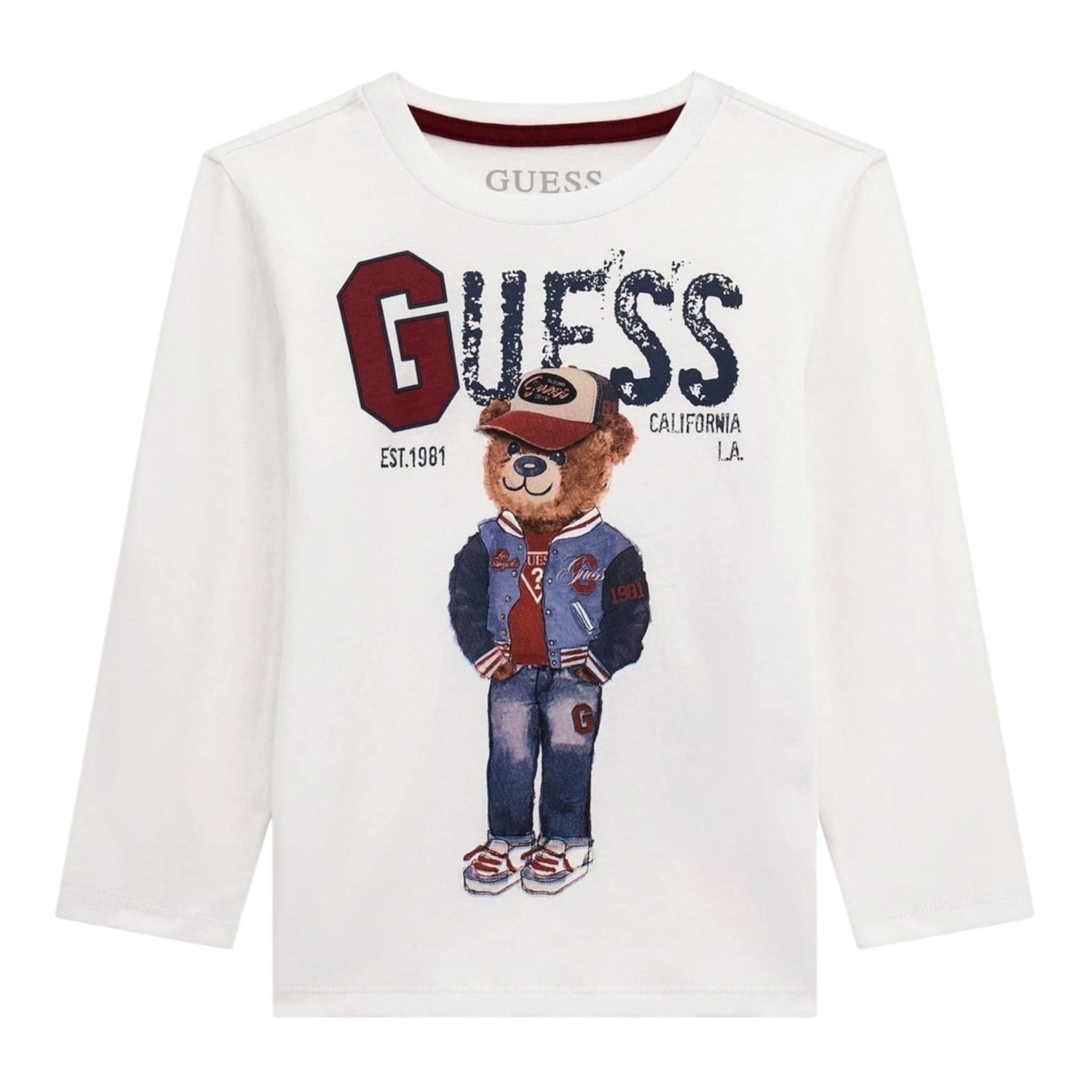 Guess Shirt tinta unita Girocollo con Stampa Bianco per Neonato I5YI04K8HM4X BIANCO GUESS 