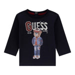 Guess Shirt tinta unita Girocollo con Stampa Blu per Neonato I5YI04K8HM4XX BLU GUESS 