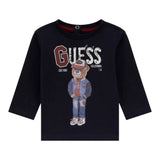 Guess Shirt tinta unita Girocollo con Stampa Blu per Neonato I5YI04K8HM4XXX BLU GUESS 