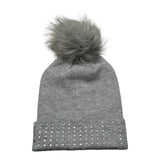 Guess Cappello tinta unita con Pon Pon E Strass Grigio per Bambina J1BZ01Z2QP0 GRIGIO GUESS 