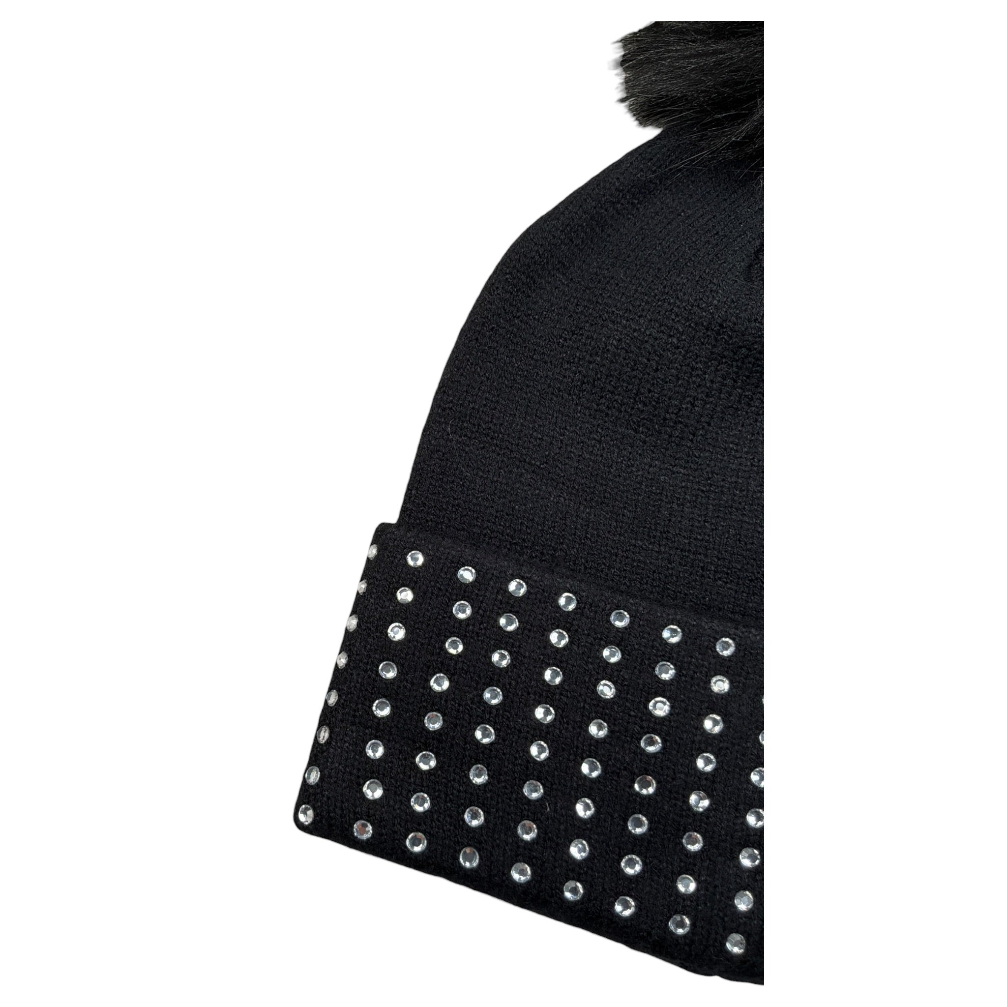 Guess Cappello tinta unita con Pon Pon E Strass Nero per Bambina J1BZ01Z2QP0X NERO GUESS 